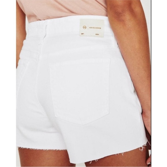 AG Adriano Goldschmied white Hailey cut off ex boyfriend shorts size 27 new - Picture 2 of 10